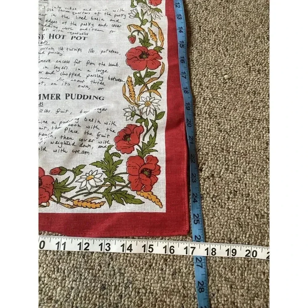 VTG Irish Tea Towel HOME MADE Farmhouse RECIPE Hot Pot Pudding Cotton Kitchen